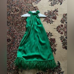 Green satin mini dress